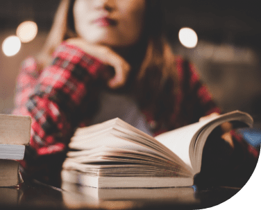 student reading a book