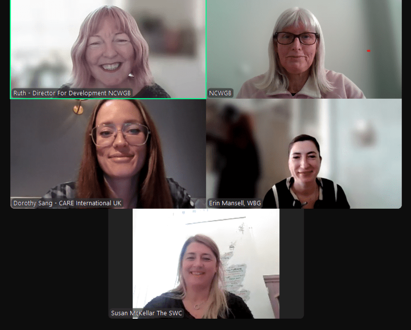 Top row from left: Ruth Batty, NCWGB Director for Development; Sheila Rosewell, NCWGB Administrator Secretary. Middle row from left: Dorothy Sang, CARE International UK; Erin Mansell, WomenÃ¢â‚¬â„¢s Poverty Group. Bottom row: Susan McKellar, Scottish WomenÃ¢â‚¬â„¢s Convention.